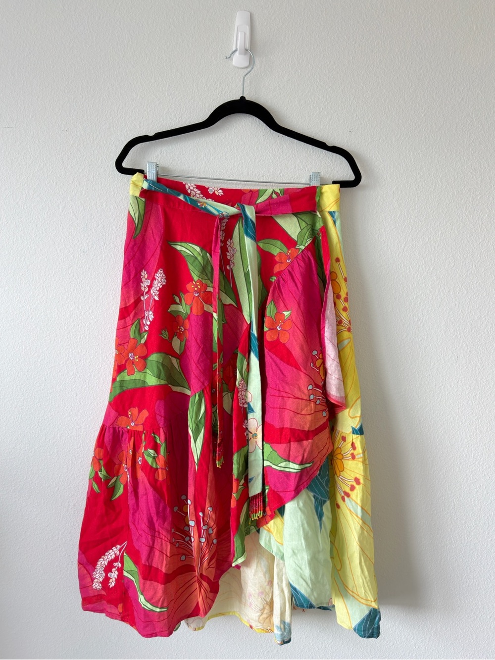 FARM Rio Tropical Wrap A-Line Skirt in Red, Pink, Yellow, Green